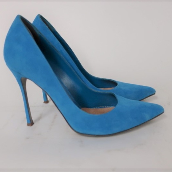 Sergio Rossi Shoes - Sergio Rossi Godiva Pump Blue Suede